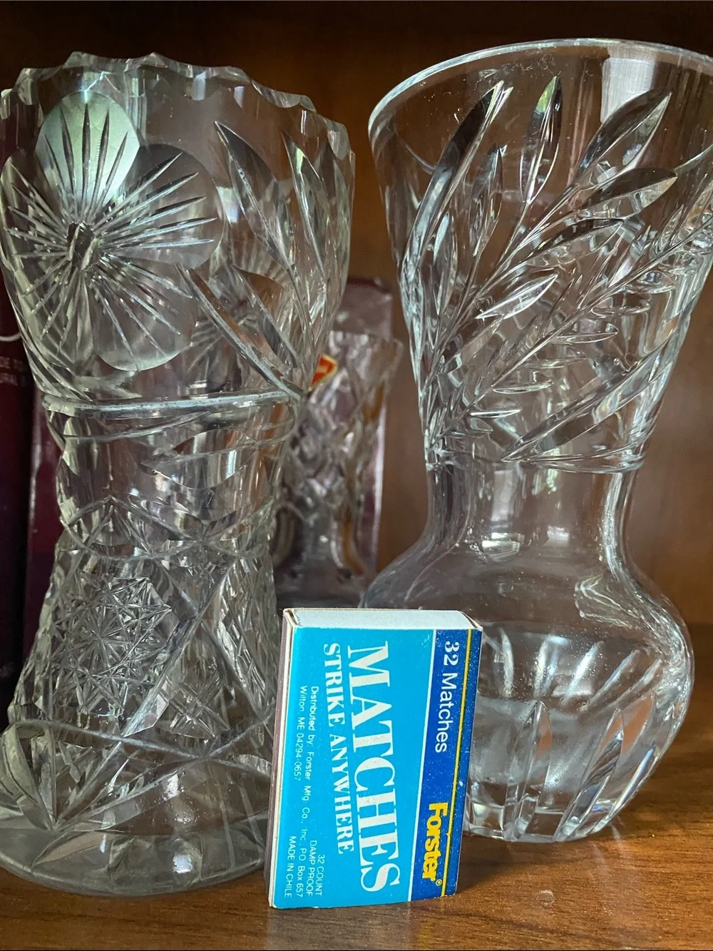 Vintage Clear Cut Crystal Vases European hand cut  4